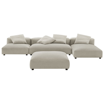 Modway EEI-7033 Solace 4-Piece Modular Upholstered Fabric Sectional Sofa With Ottoman - Plaza Home Decor