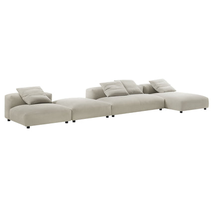 Modway EEI-7033 Solace 4-Piece Modular Upholstered Fabric Sectional Sofa With Ottoman - Plaza Home Decor