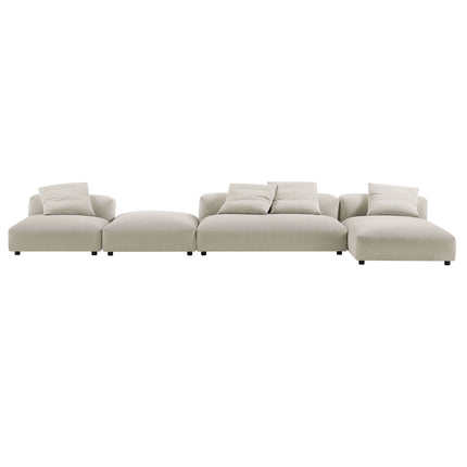 Modway EEI-7033 Solace 4-Piece Modular Upholstered Fabric Sectional Sofa With Ottoman - Plaza Home Decor