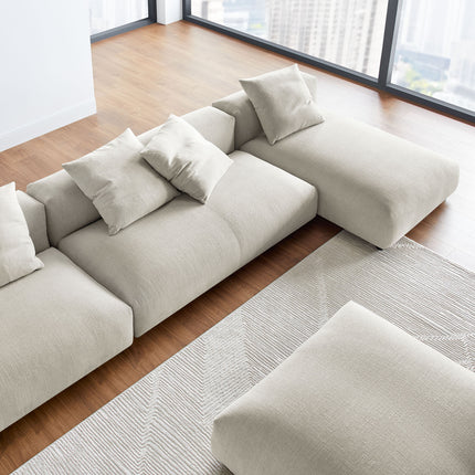 Modway EEI-7033 Solace 4-Piece Modular Upholstered Fabric Sectional Sofa With Ottoman - Plaza Home Decor