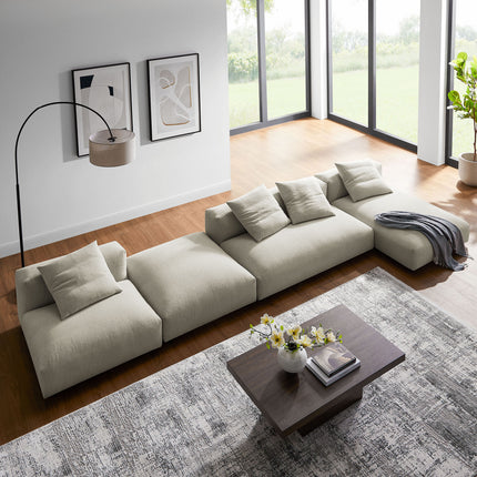 Modway EEI-7033 Solace 4-Piece Modular Upholstered Fabric Sectional Sofa With Ottoman - Plaza Home Decor