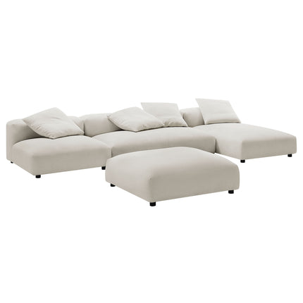 Modway EEI-7033 Solace 4-Piece Modular Upholstered Fabric Sectional Sofa With Ottoman - Plaza Home Decor