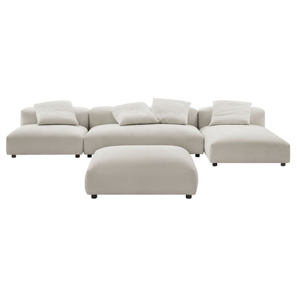 Modway EEI-7033 Solace 4-Piece Modular Upholstered Fabric Sectional Sofa With Ottoman - Plaza Home Decor