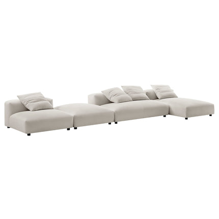 Modway EEI-7033 Solace 4-Piece Modular Upholstered Fabric Sectional Sofa With Ottoman - Plaza Home Decor