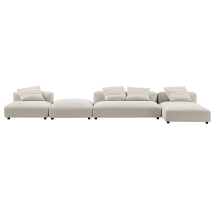 Modway EEI-7033 Solace 4-Piece Modular Upholstered Fabric Sectional Sofa With Ottoman - Plaza Home Decor