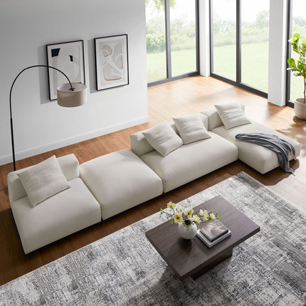 Modway EEI-7033 Solace 4-Piece Modular Upholstered Fabric Sectional Sofa With Ottoman - Plaza Home Decor