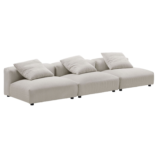 Modway EEI-7034 Solace 3-Piece Modular Corduroy Upholstered Sofa - Plaza Home Decor