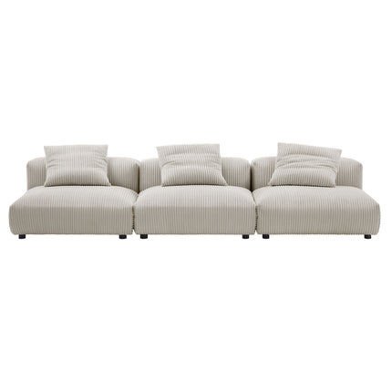 Modway EEI-7034 Solace 3-Piece Modular Corduroy Upholstered Sofa - Plaza Home Decor