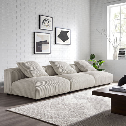 Modway EEI-7034 Solace 3-Piece Modular Corduroy Upholstered Sofa - Plaza Home Decor