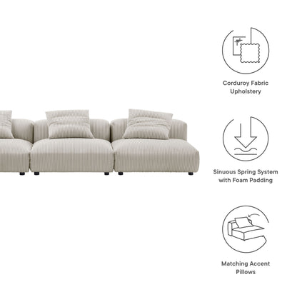 Modway EEI-7034 Solace 3-Piece Modular Corduroy Upholstered Sofa - Plaza Home Decor