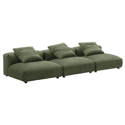 Modway EEI-7034 Solace 3-Piece Modular Corduroy Upholstered Sofa - Plaza Home Decor