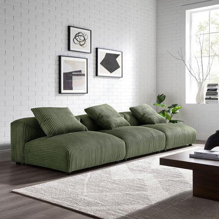 Modway EEI-7034 Solace 3-Piece Modular Corduroy Upholstered Sofa - Plaza Home Decor