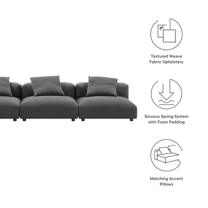 Modway EEI-7035 Solace 3-Piece Modular Upholstered Fabric Sofa - Plaza Home Decor