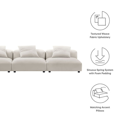 Modway EEI-7035 Solace 3-Piece Modular Upholstered Fabric Sofa - Plaza Home Decor