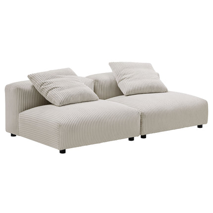 Modway EEI-7036 Solace 2-Piece Modular Corduroy Upholstered Sofa - Plaza Home Decor