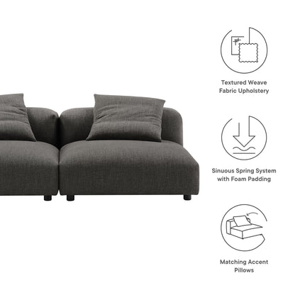 Modway EEI-7037 Solace 2-Piece Modular Upholstered Fabric Sofa - Plaza Home Decor
