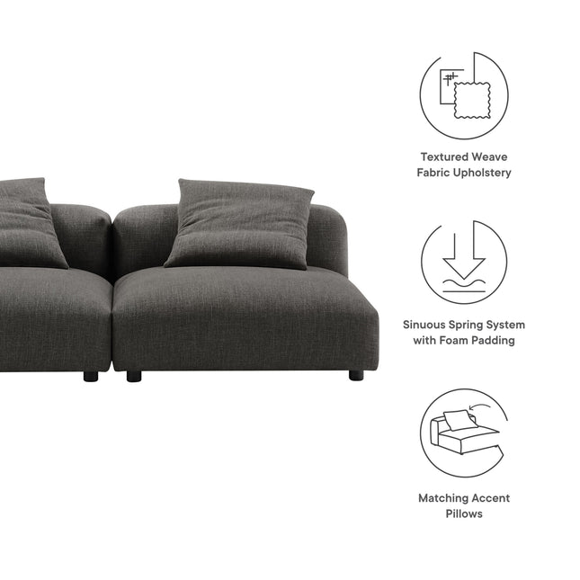 Modway EEI-7037 Solace 2-Piece Modular Upholstered Fabric Sofa - Plaza Home Decor