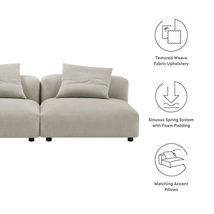Modway EEI-7037 Solace 2-Piece Modular Upholstered Fabric Sofa - Plaza Home Decor