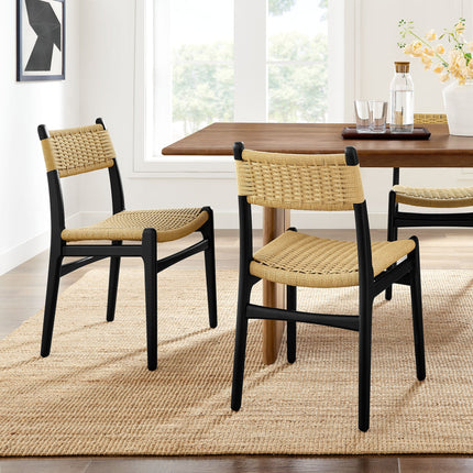 Modway EEI-7044 Wynn Rope and Wood Dining Side Chairs Set of 2 Modway
