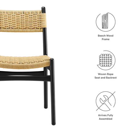 Modway EEI-7044 Wynn Rope and Wood Dining Side Chairs Set of 2 Modway