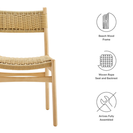 Modway EEI-7044 Wynn Rope and Wood Dining Side Chairs Set of 2 Modway