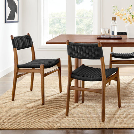 Modway EEI-7044 Wynn Rope and Wood Dining Side Chairs Set of 2 Modway