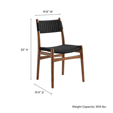 Modway EEI-7044 Wynn Rope and Wood Dining Side Chairs Set of 2 Modway