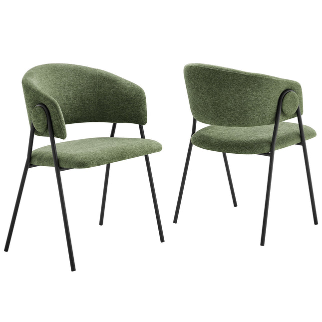 Modway EEI-7045 Nella Upholstered Heathered Chenille Dining Chairs Set of 2 Modway