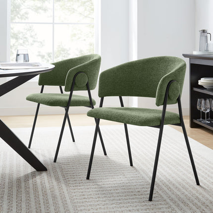 Modway EEI-7045 Nella Upholstered Heathered Chenille Dining Chairs Set of 2 Modway