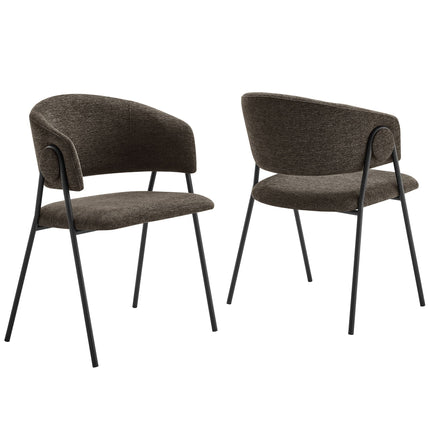 Modway EEI-7045 Nella Upholstered Heathered Chenille Dining Chairs Set of 2 Modway
