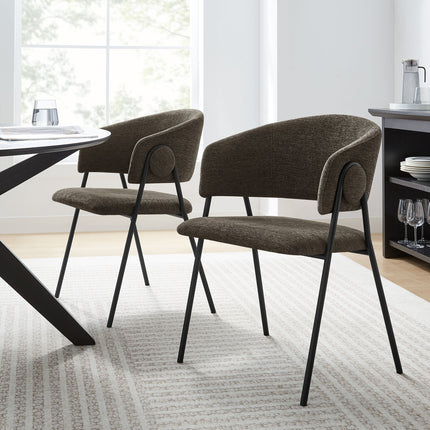 Modway EEI-7045 Nella Upholstered Heathered Chenille Dining Chairs Set of 2 Modway
