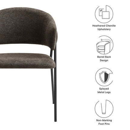 Modway EEI-7045 Nella Upholstered Heathered Chenille Dining Chairs Set of 2 Modway