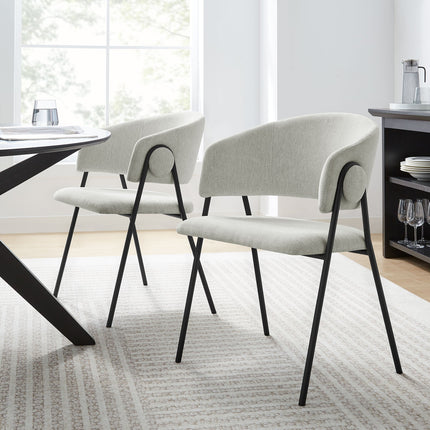 Modway EEI-7045 Nella Upholstered Heathered Chenille Dining Chairs Set of 2 Modway