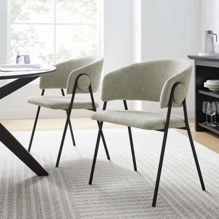 Modway EEI-7045 Nella Upholstered Heathered Chenille Dining Chairs Set of 2 Modway