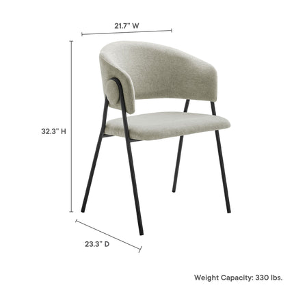 Modway EEI-7045 Nella Upholstered Heathered Chenille Dining Chairs Set of 2 Modway