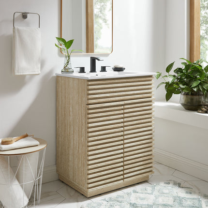 Modway EEI-7047 Render 24" Faux Travertine Bathroom Vanity With Sink Modway