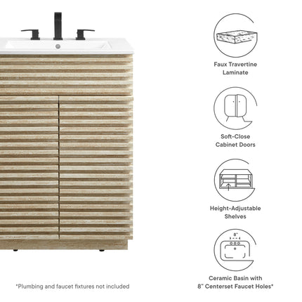 Modway EEI-7047 Render 24" Faux Travertine Bathroom Vanity With Sink Modway