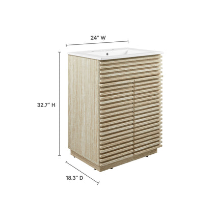 Modway EEI-7047 Render 24" Faux Travertine Bathroom Vanity With Sink Modway