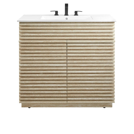 Modway EEI-7049 Render 36" Faux Travertine Bathroom Vanity With Sink Modway