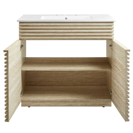 Modway EEI-7049 Render 36" Faux Travertine Bathroom Vanity With Sink Modway