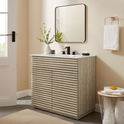 Modway EEI-7049 Render 36" Faux Travertine Bathroom Vanity With Sink Modway