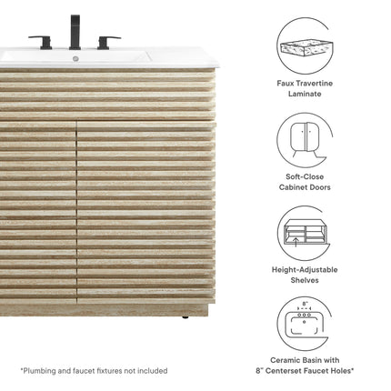 Modway EEI-7049 Render 36" Faux Travertine Bathroom Vanity With Sink Modway