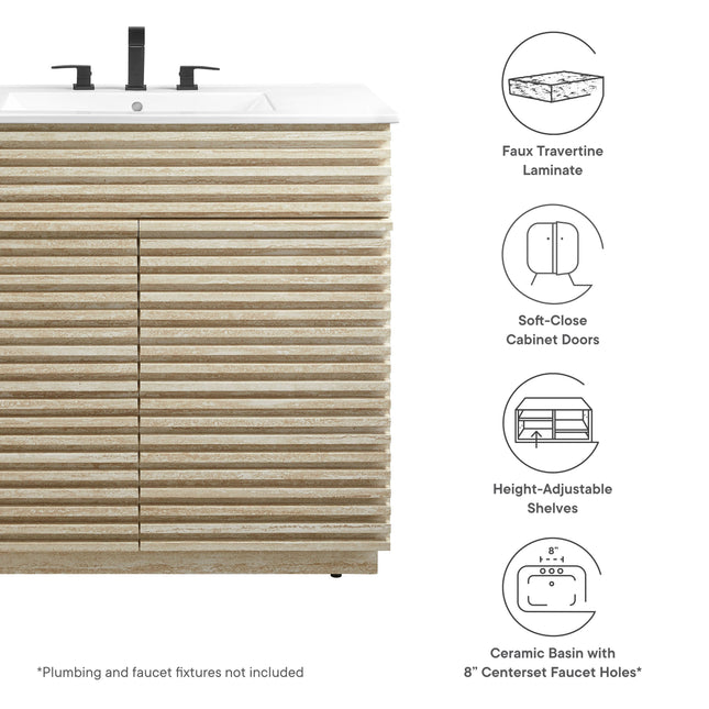 Modway EEI-7049 Render 36" Faux Travertine Bathroom Vanity With Sink Modway