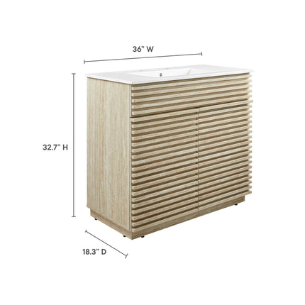 Modway EEI-7049 Render 36" Faux Travertine Bathroom Vanity With Sink Modway