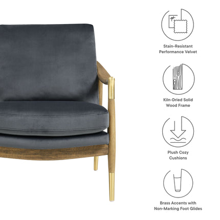 Modway EEI-7056 Langford Performance Velvet Accent Armchair Modway