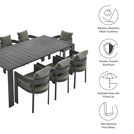 Modway EEI-7059 Tahoe 9-Piece Outdoor Patio Aluminum Dining Set - Plaza Home Decor