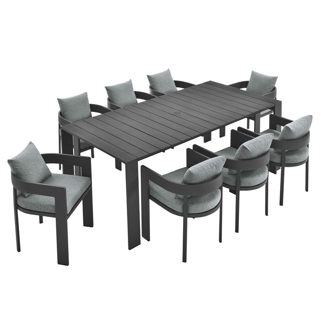 Modway EEI-7059 Tahoe 9-Piece Outdoor Patio Aluminum Dining Set - Plaza Home Decor