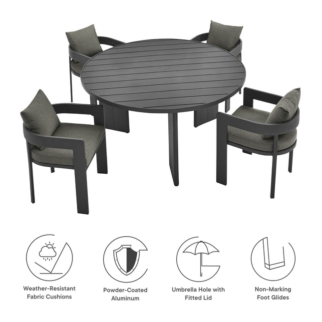 Modway EEI-7060 Tahoe 5-Piece Outdoor Patio Aluminum Dining Set - Plaza Home Decor