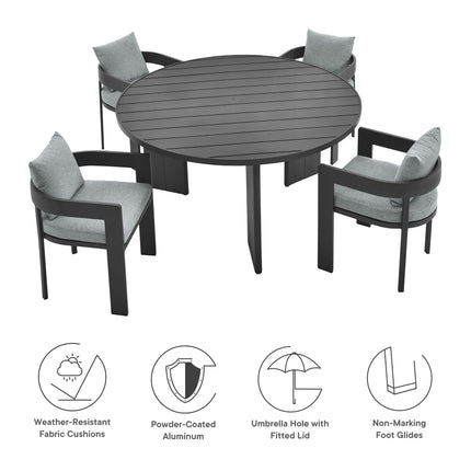 Modway EEI-7060 Tahoe 5-Piece Outdoor Patio Aluminum Dining Set - Plaza Home Decor