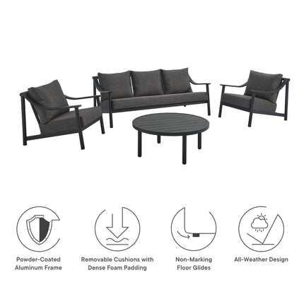 Modway EEI-7061 Terrace 4-Piece Outdoor Patio Aluminum Furniture Set - Plaza Home Decor